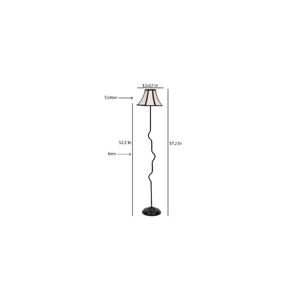 Gus Multicolour Fabric Floor Lamp with Black Iron Base