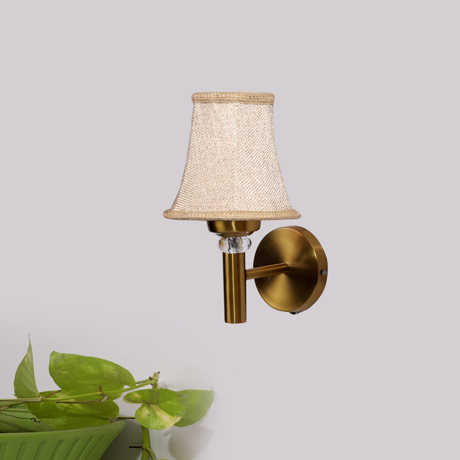 Devansh Gold Wall Mounted Lamp With Beige Jute Shade