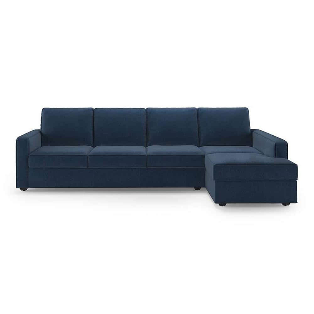 Apollo Compact Sofa (Colour : Lapis Blue, Cushion : Hard, Back Type : Regular, Seating Capacity : Right Aligned 3 Seater + Right Aligned Chaise)