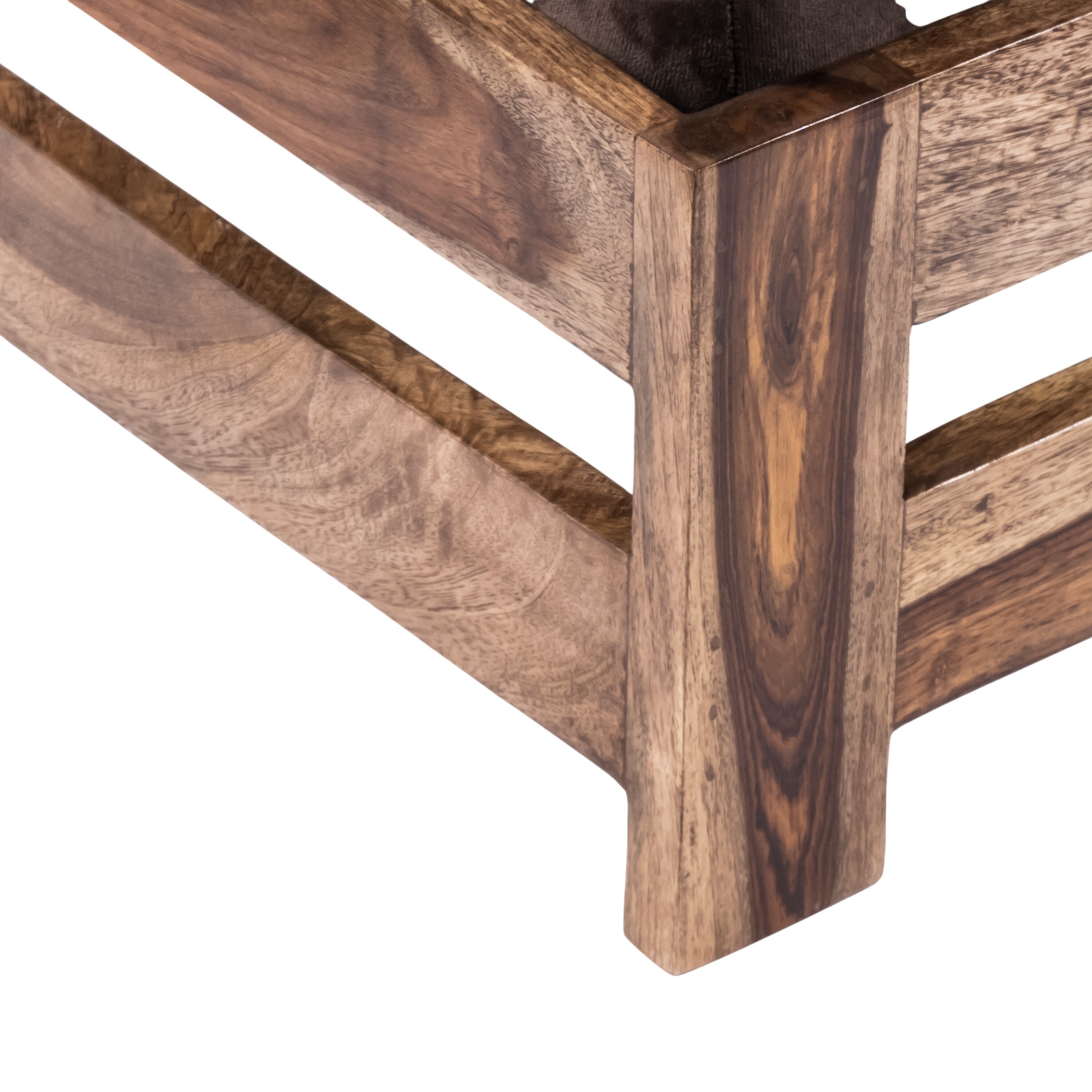 Amber Rosewood Foot Stool with Grey Velvet Cushion