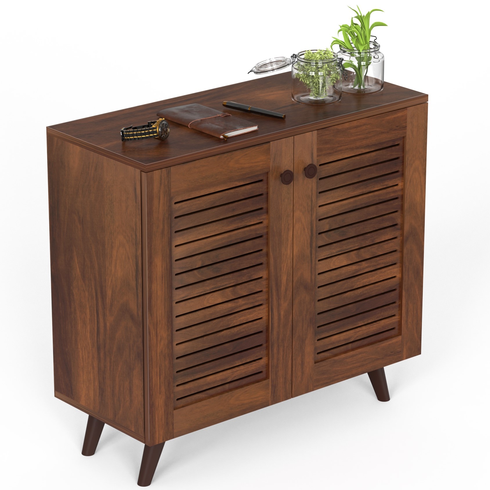 BLUEWUD Carlem Engineered Wood 2 Doors Shoe Rack Cabinet Slipper Footwear Stand Organizer with Drawer can Store Up to 12 Pairs for Hall Living Room Home Furniture (Brown Maple)