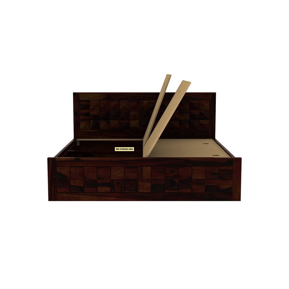 Brilliant Sheesham Wood Queen Size Bed Box Storage Storage Walnut Finish (60 x 78 inches)