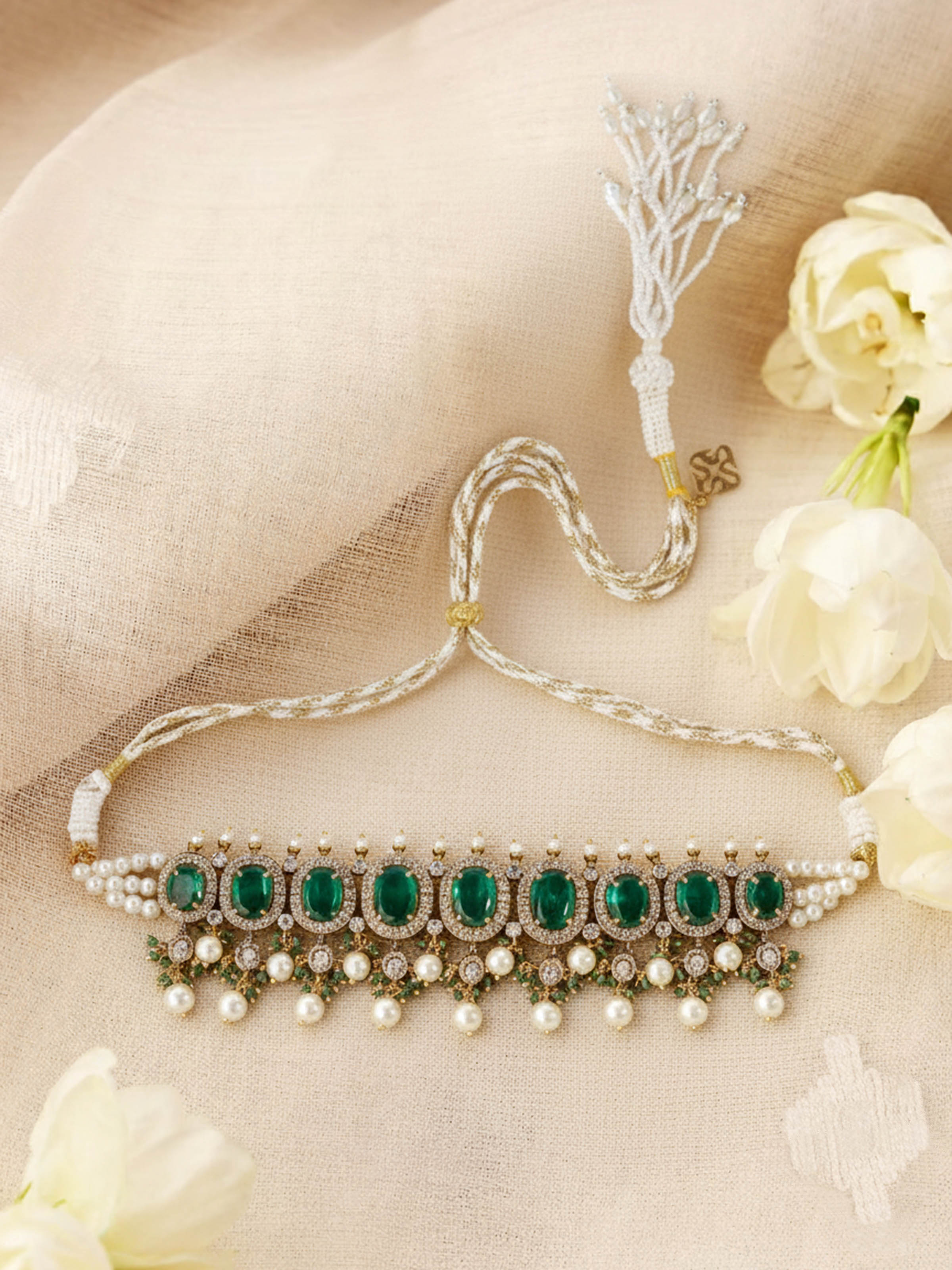 Silver smithing choker necklace worn on neck – Swadesh