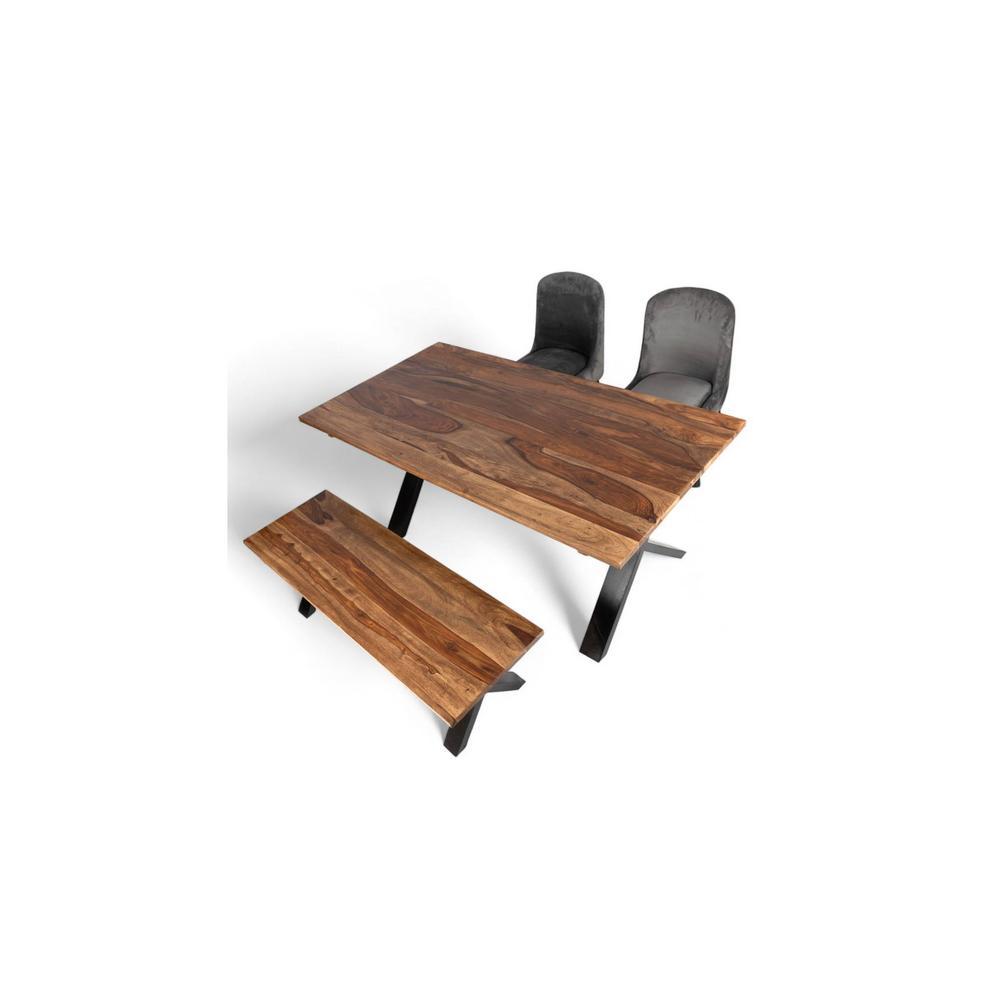 Rosslyn Sheesham Wood Mid Century 4 Seater Dining Table Set With Teak