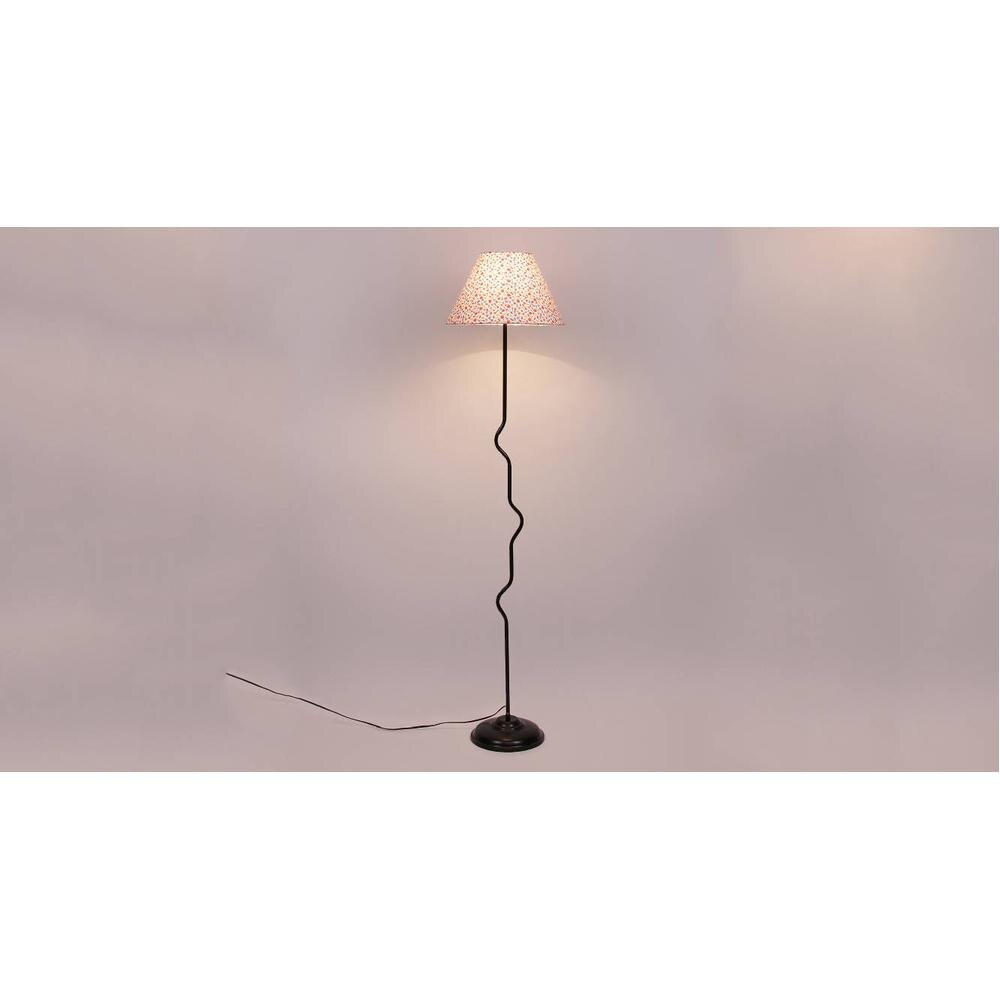 Florence Multicolour Fabric Floor Lamp with Black Iron Base