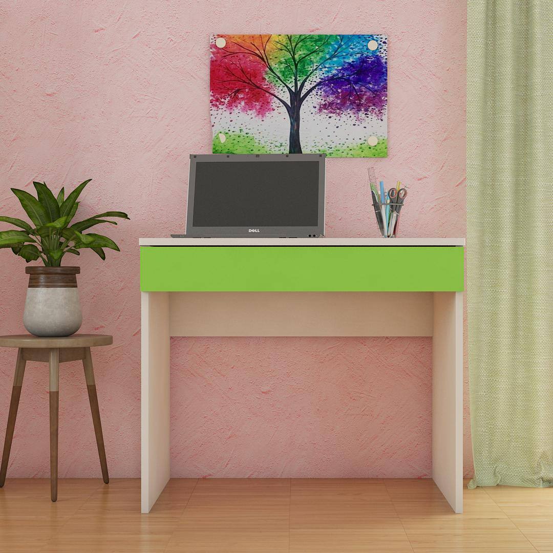 Primera Kids Study Desk with Drawer in Light Woodgrain Finish Verdant Green Colour