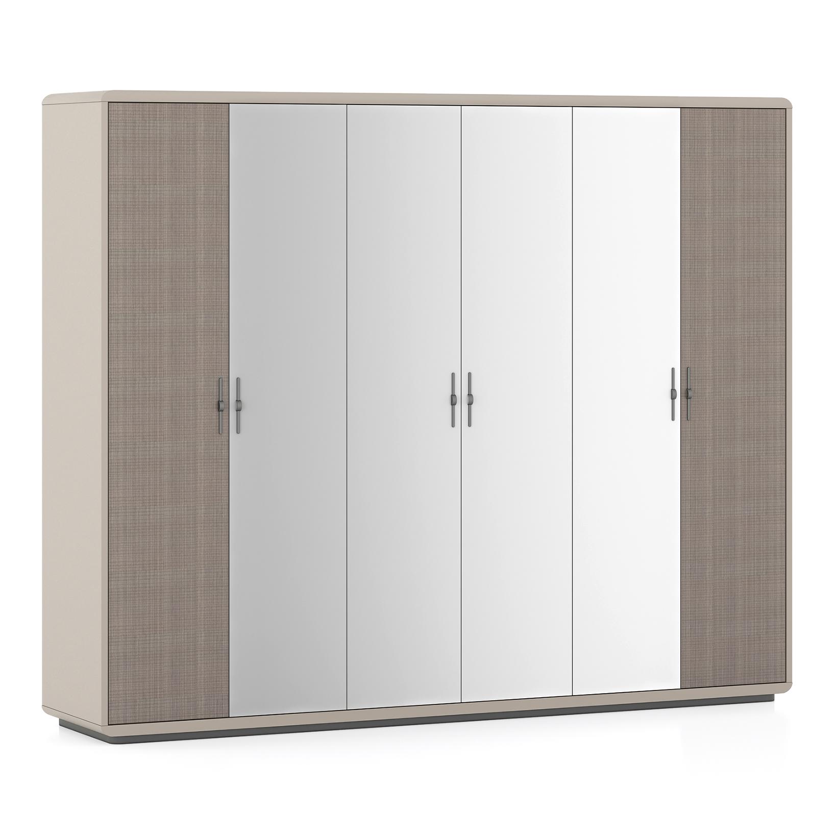 Valeria 6 Door Mirrored Wardrobe in Dual Tone Finish