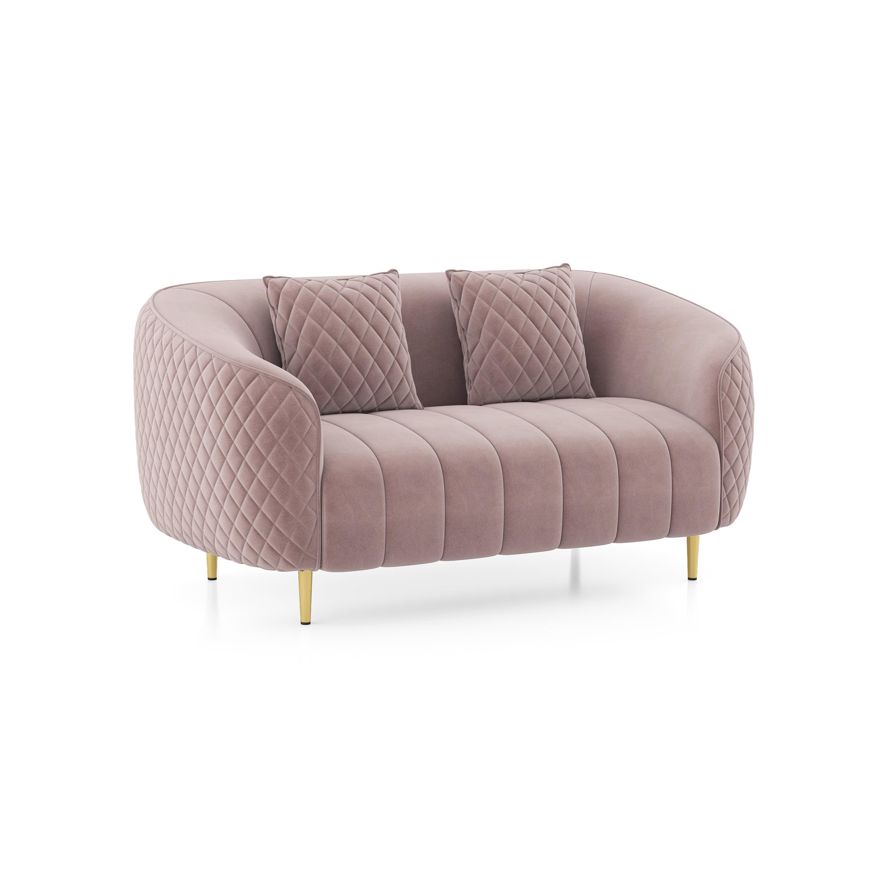Amora 2 Seater Fabric Sofa in Faded Lilac Pink Velvet