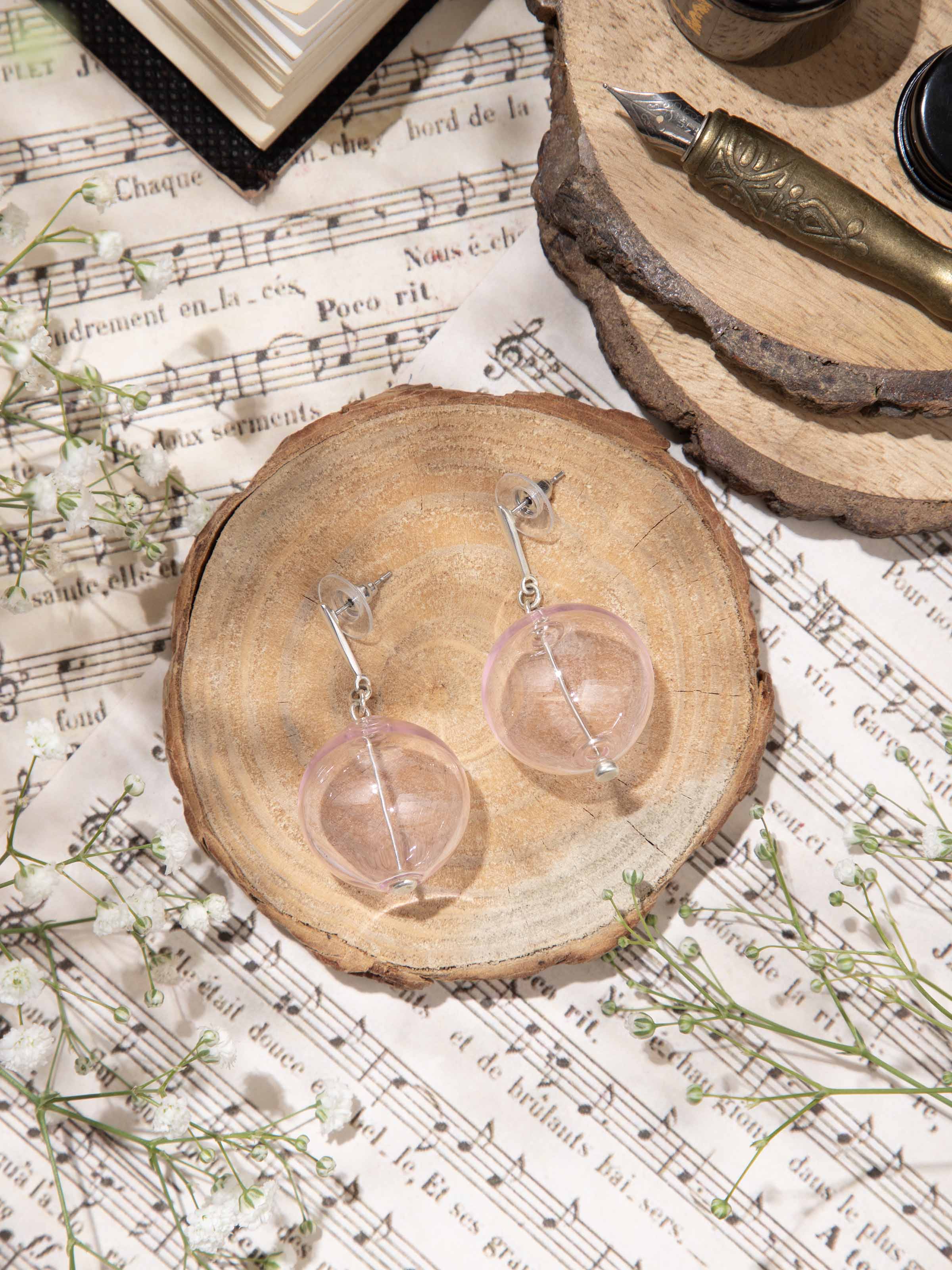 Silver Flame Glass Drop Earrings