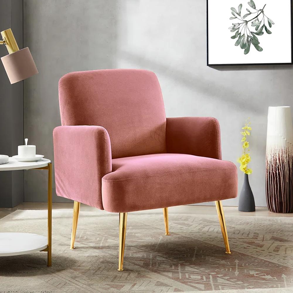 Esme Solid Wood Accent Chair in Pink Colour