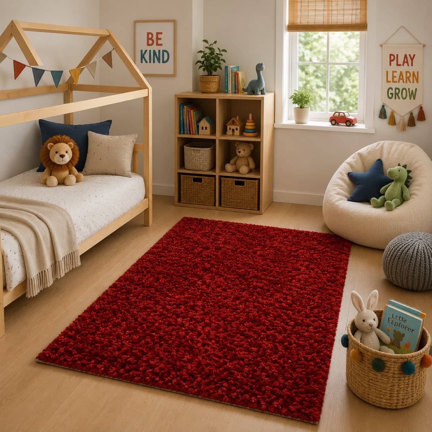 Imperial Knots Red Shaggy Hand Woven Dhurrie 4x6 Feet - Imperial Knots