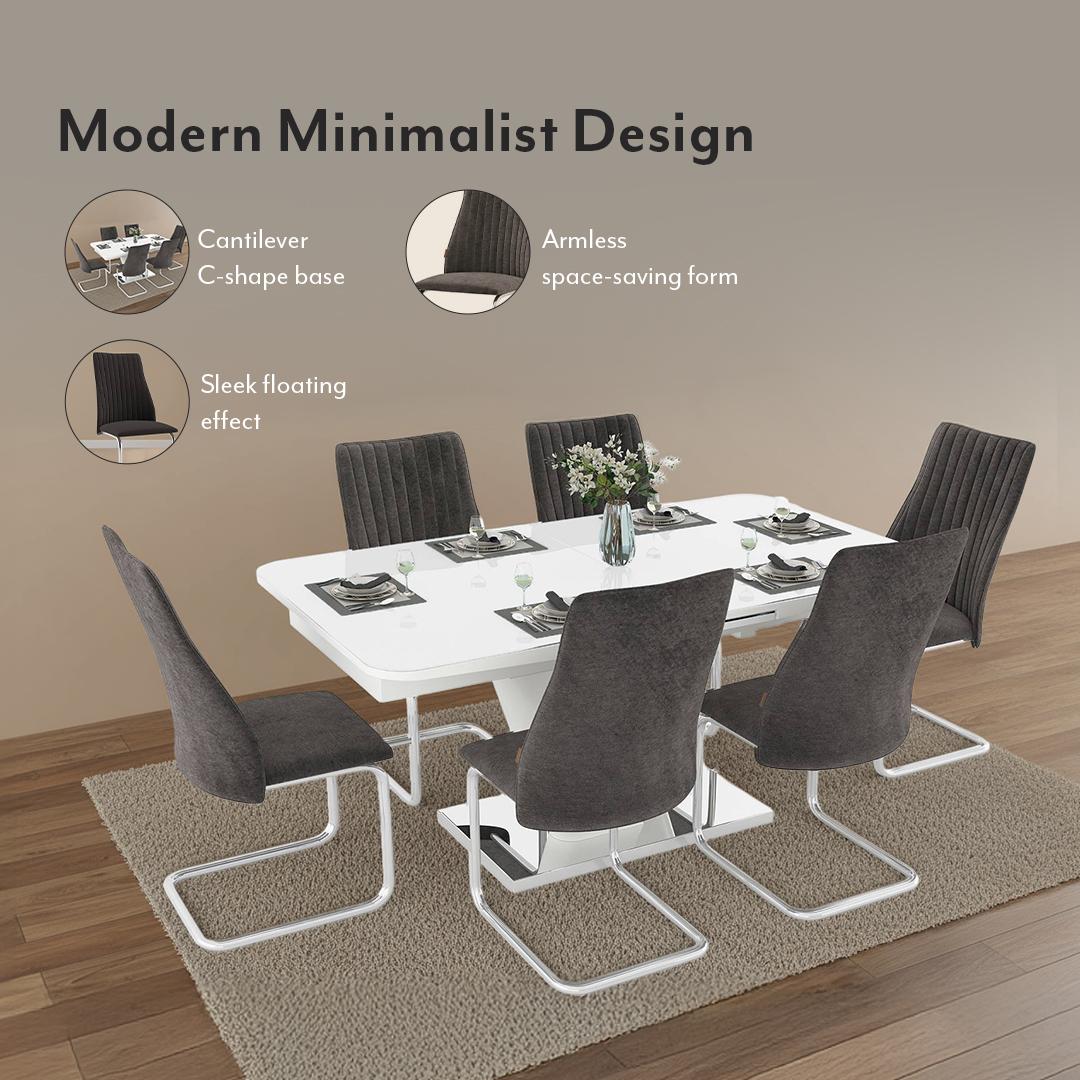 Ingrid Fabric Dining Chair Set Of 2 In Grey Colour