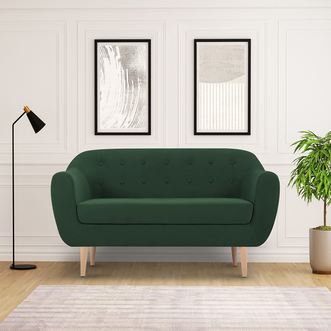 Colam Velvet 2 Seater Sofa in Green Colour