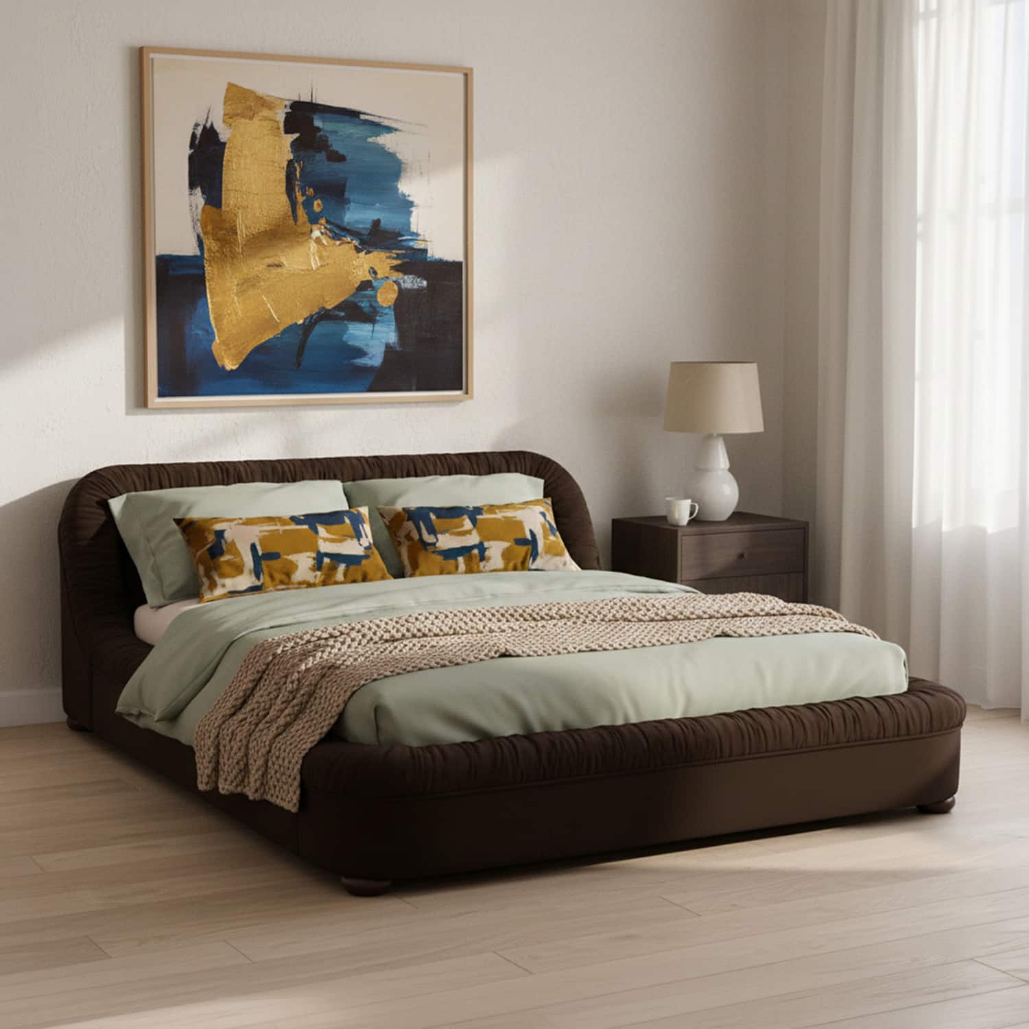 Casa Haven Relax Queen Size Bed in velvet With Engineered Hardwood Frame & Hydraulic Storage - Nestroots