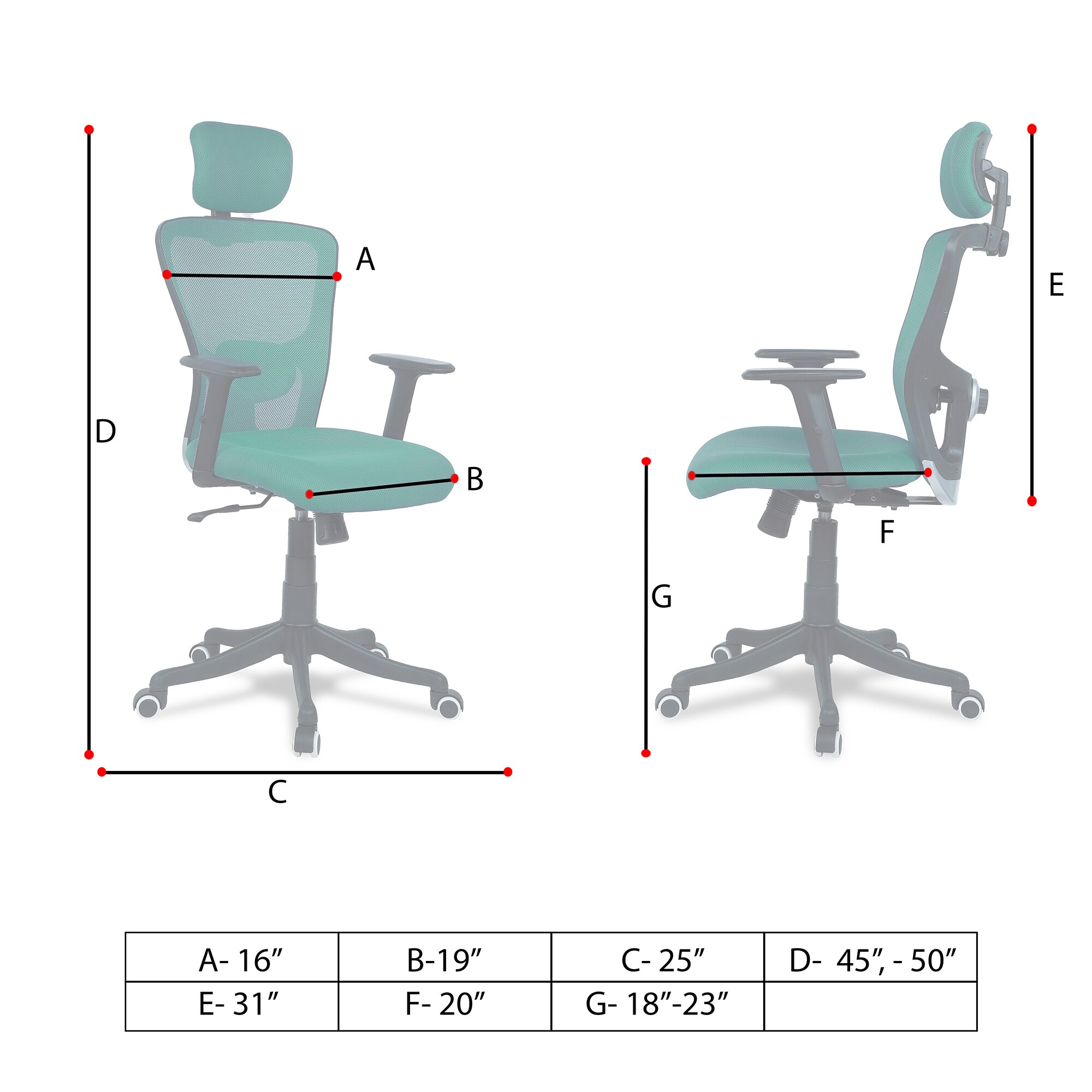 Dreaceo High Back Ergonomic Chair in Dark Green Colour