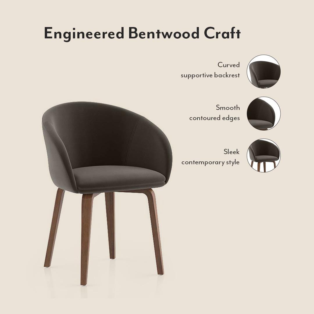 Atlas Solid Wood 6 Seater Dining Table with 6 Meryl Lounge Chair