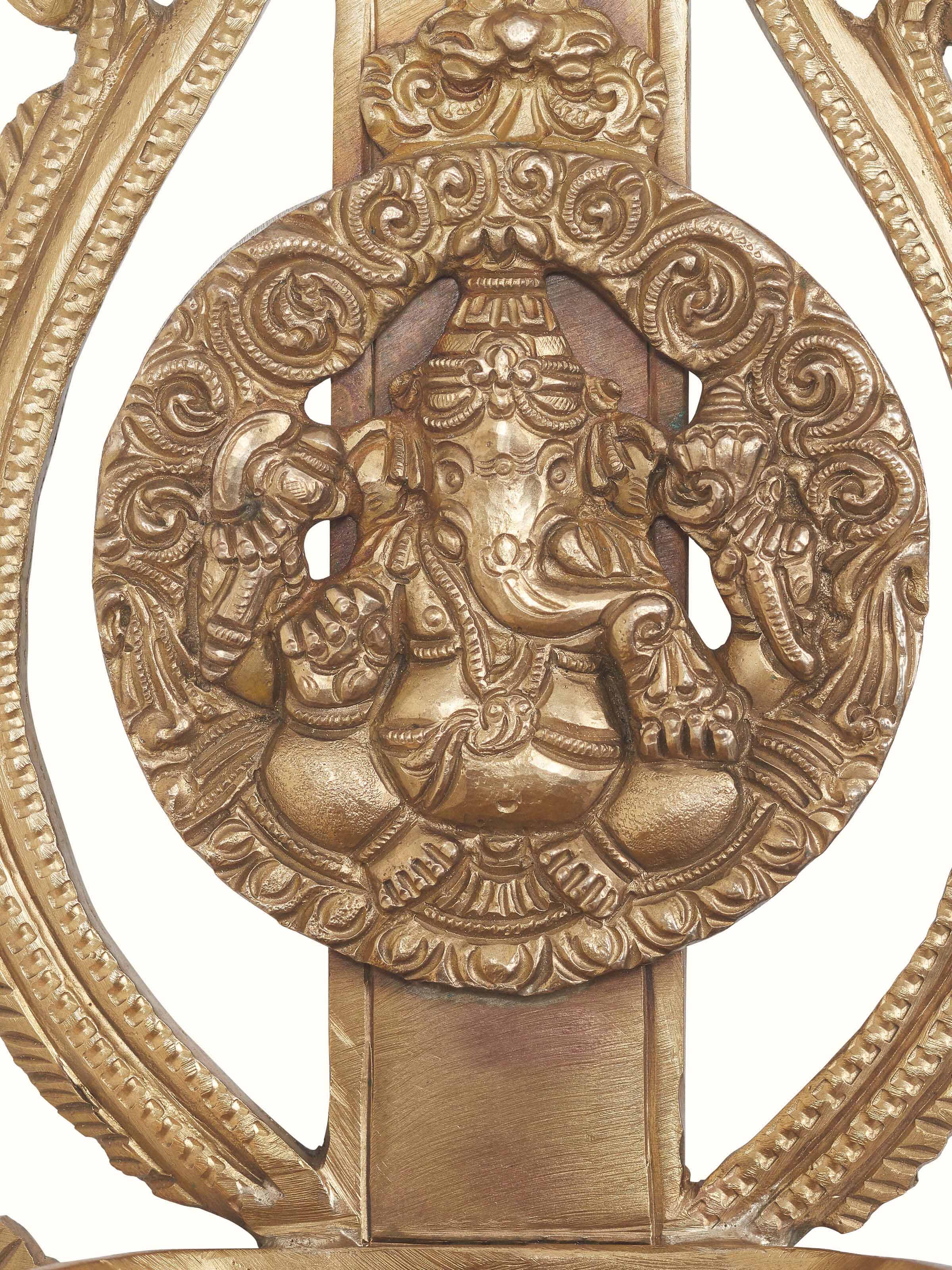 Side view of polished casting hanging diya, highlighting its elegant design and polished finish.