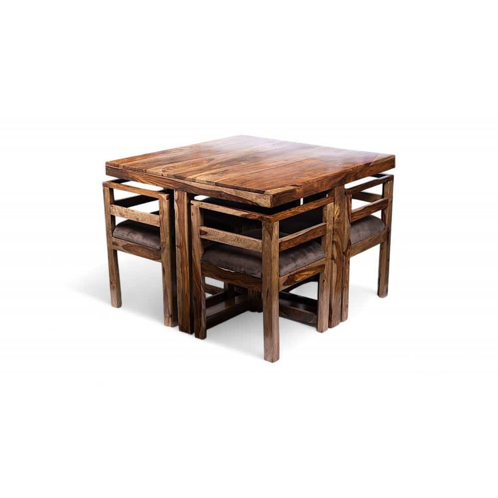 Kingston Sheesham Wood Accent 4 Seater Dining Table Set