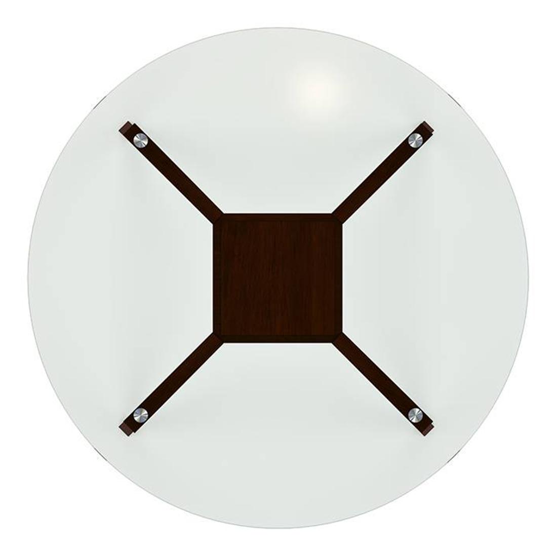 Wesley - Cabalo (Leatherette) 4 Seater Round Glass Top Dining Table Set (Colour- Black, Finish- Dark Walnut)