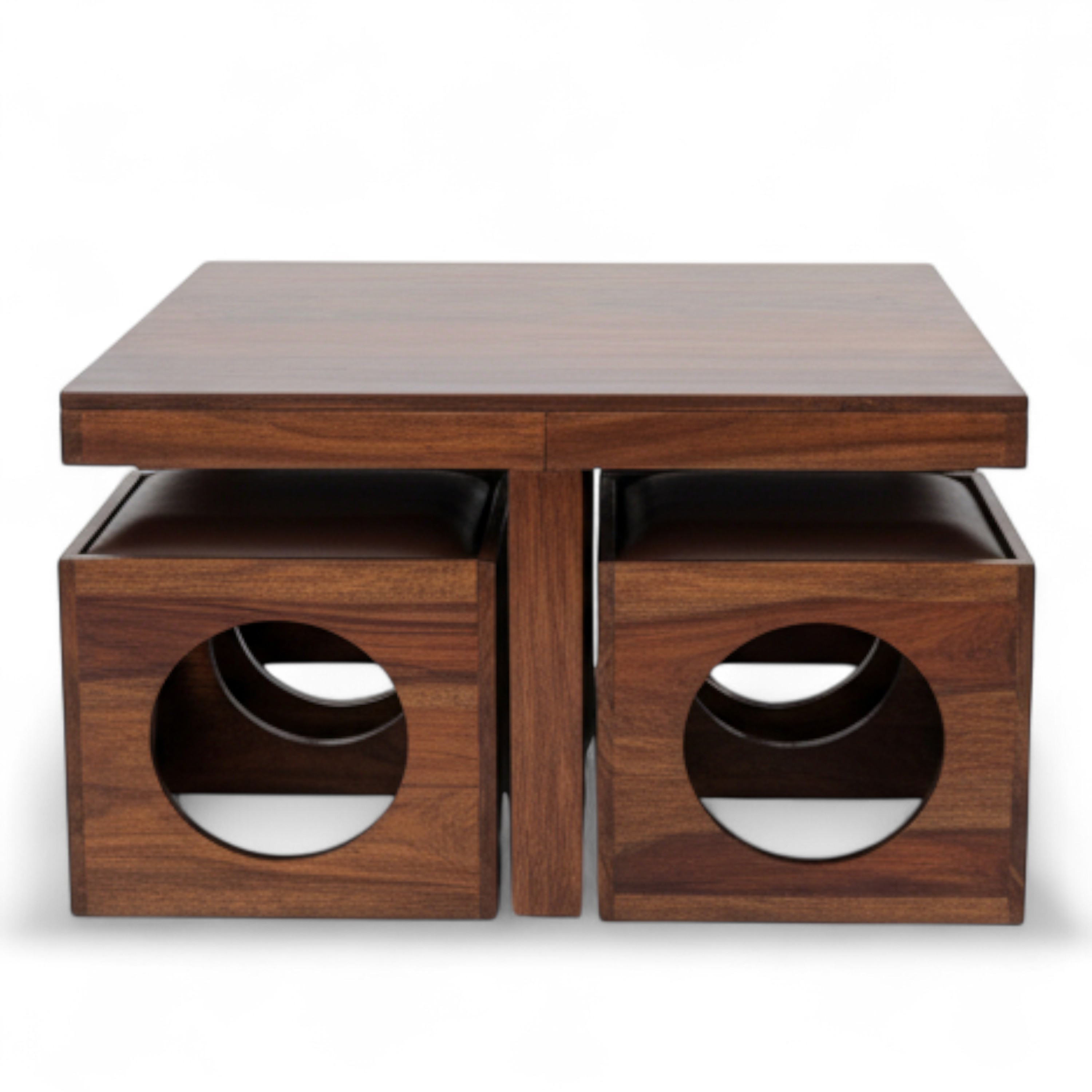 Nordic Sheesham Wood Accent Coffee Table Set With 4 Stools In Provisional Teak Finish