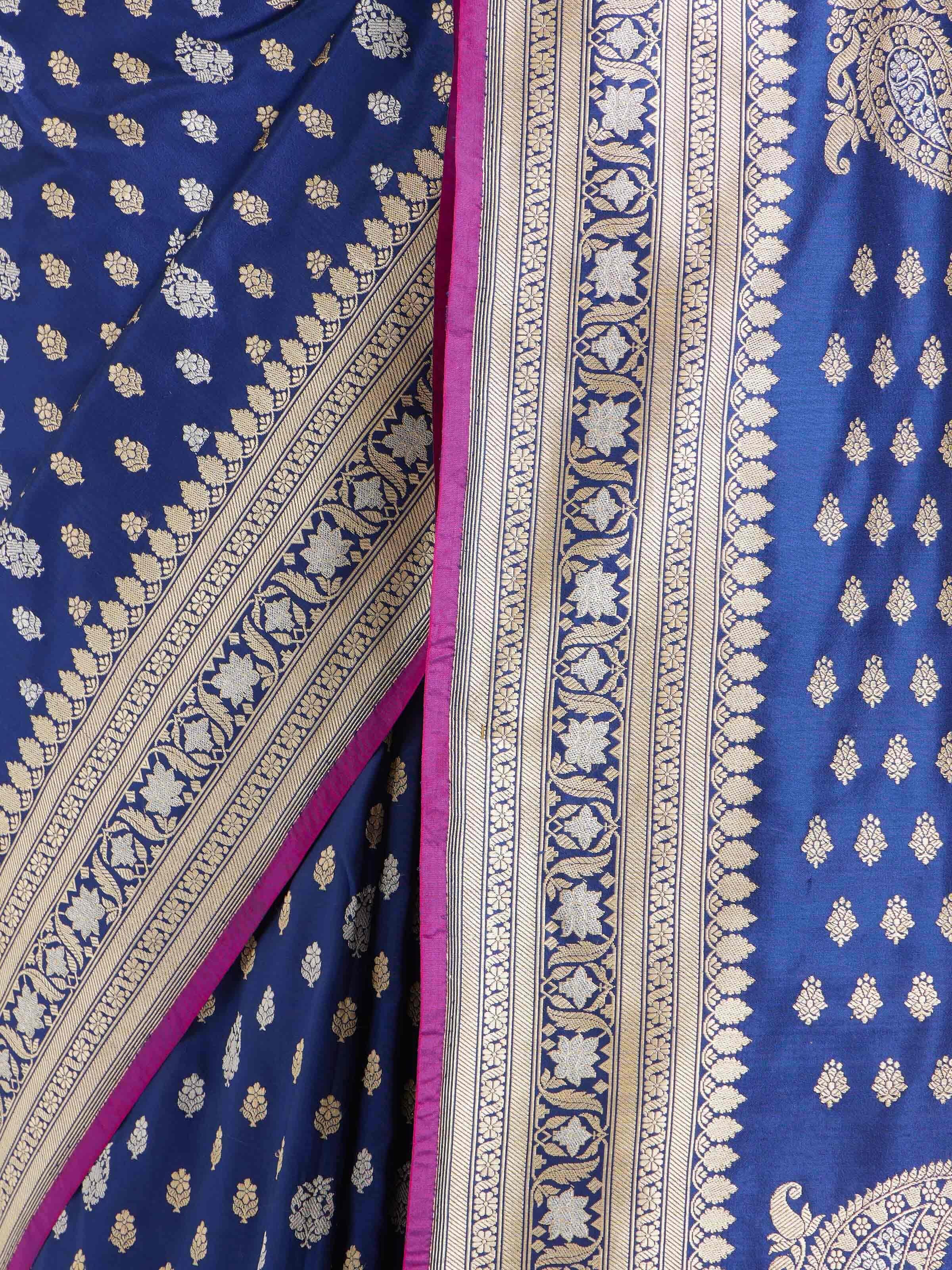 Blue Banarasi Handloom Kadhwa Saree