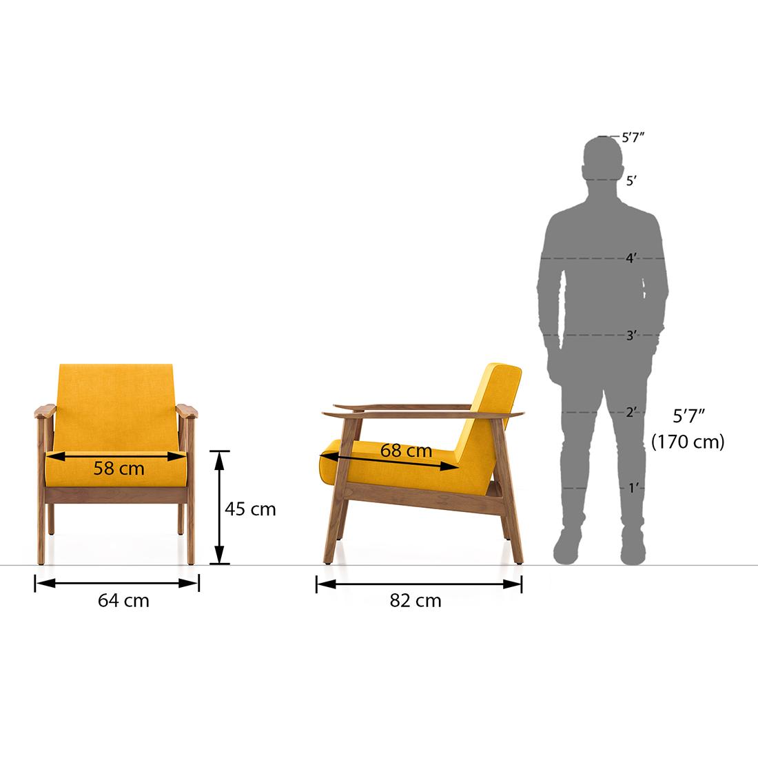 Brooks Lounge Chair in Mustard Yellow Colour