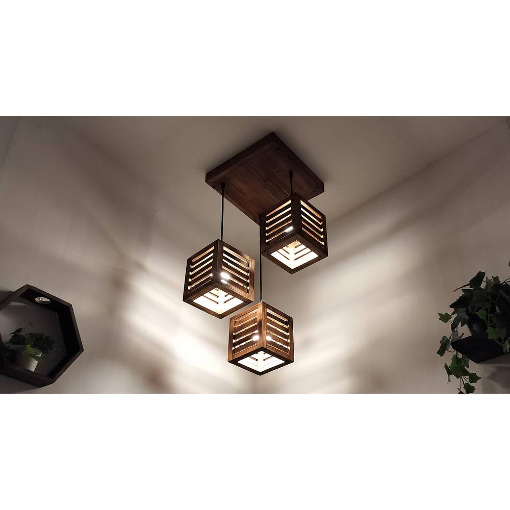 Lyon Brown Solid Wood Cluster Hanging Light