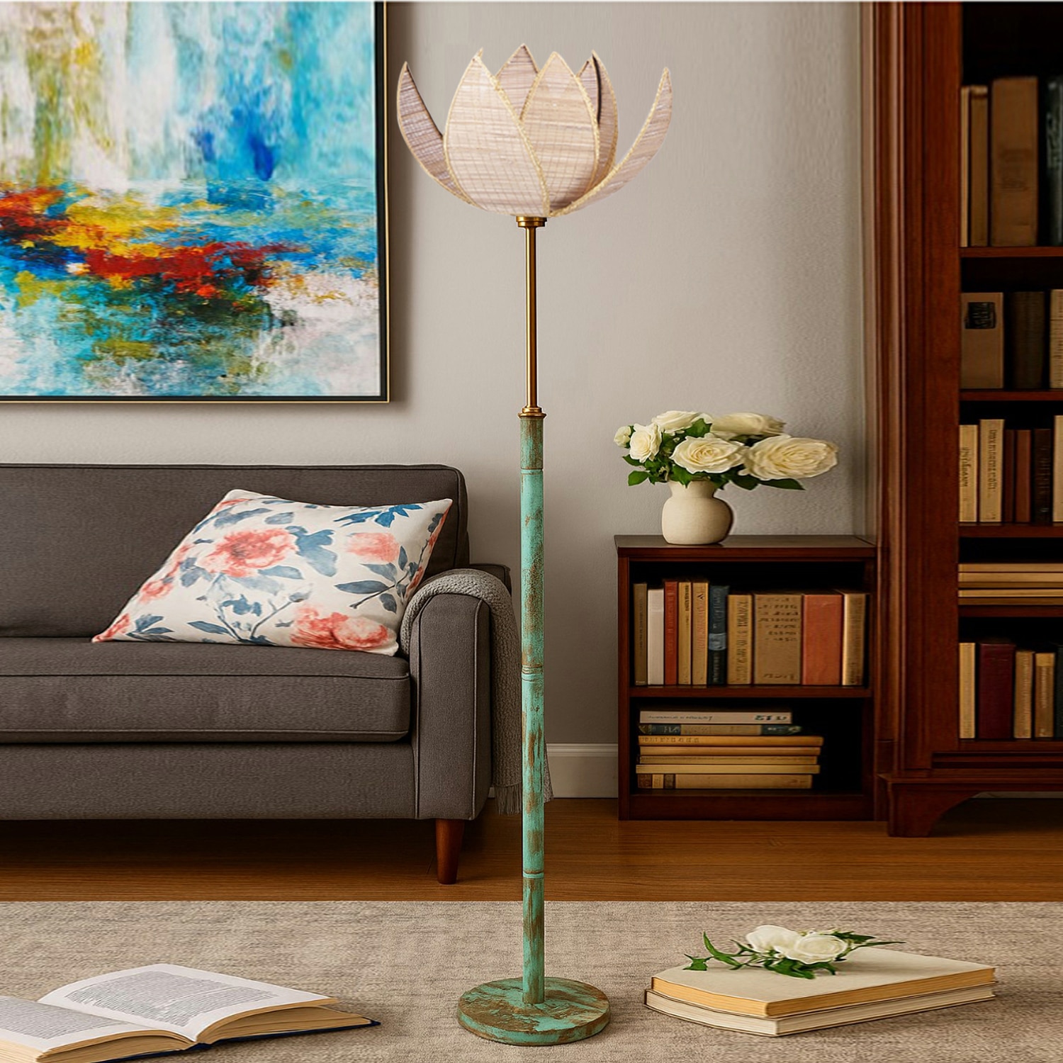 Devansh Wood & Metal Floor Lamp