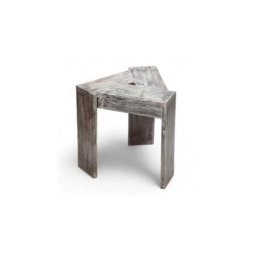 Avina Sheesham Wood End Table / Tea Table in Rustic Grey Matte Finish