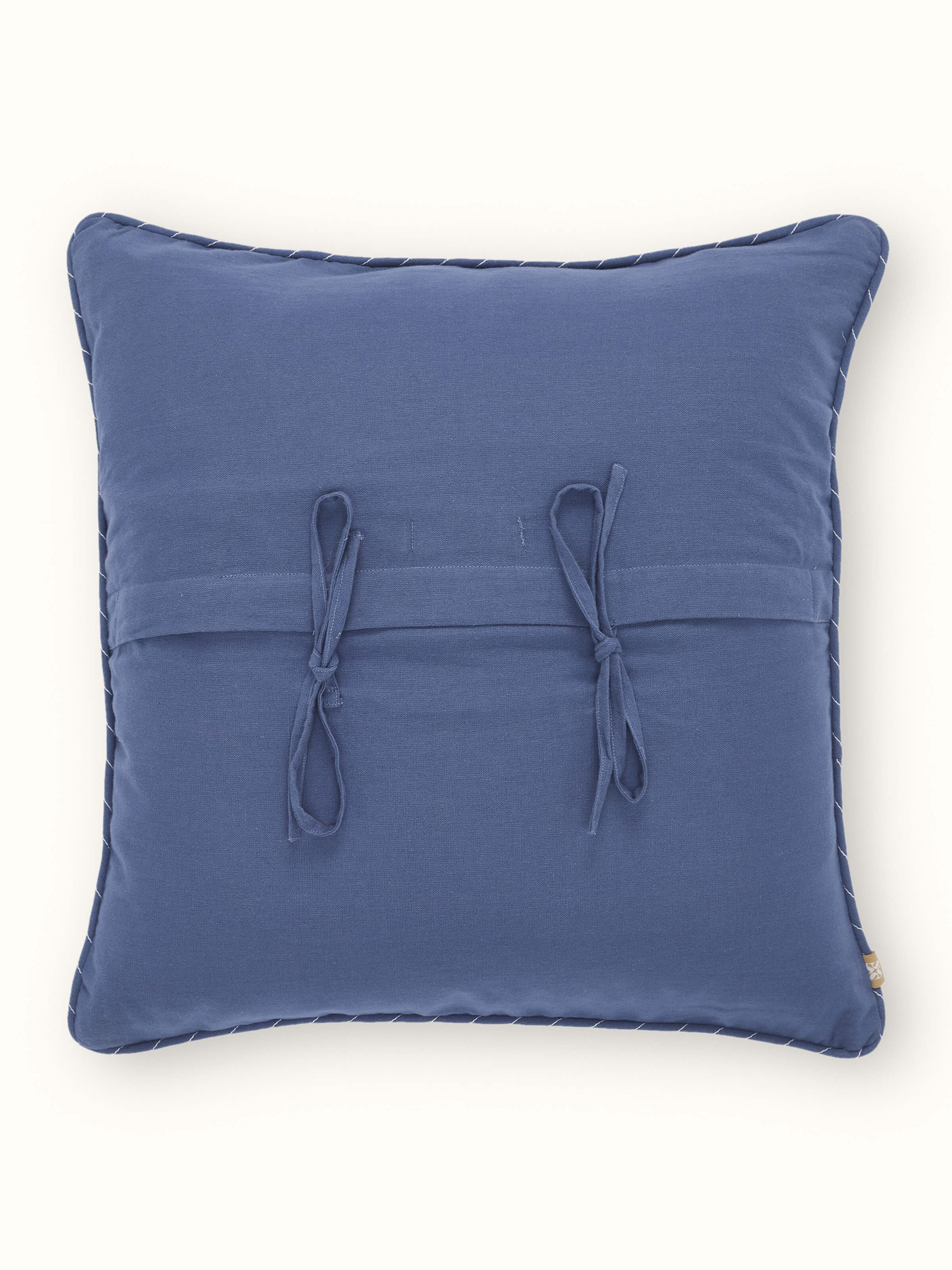 Rann Blue Jaal Cotton Chikankari Hand Embroidered Cushion Cover