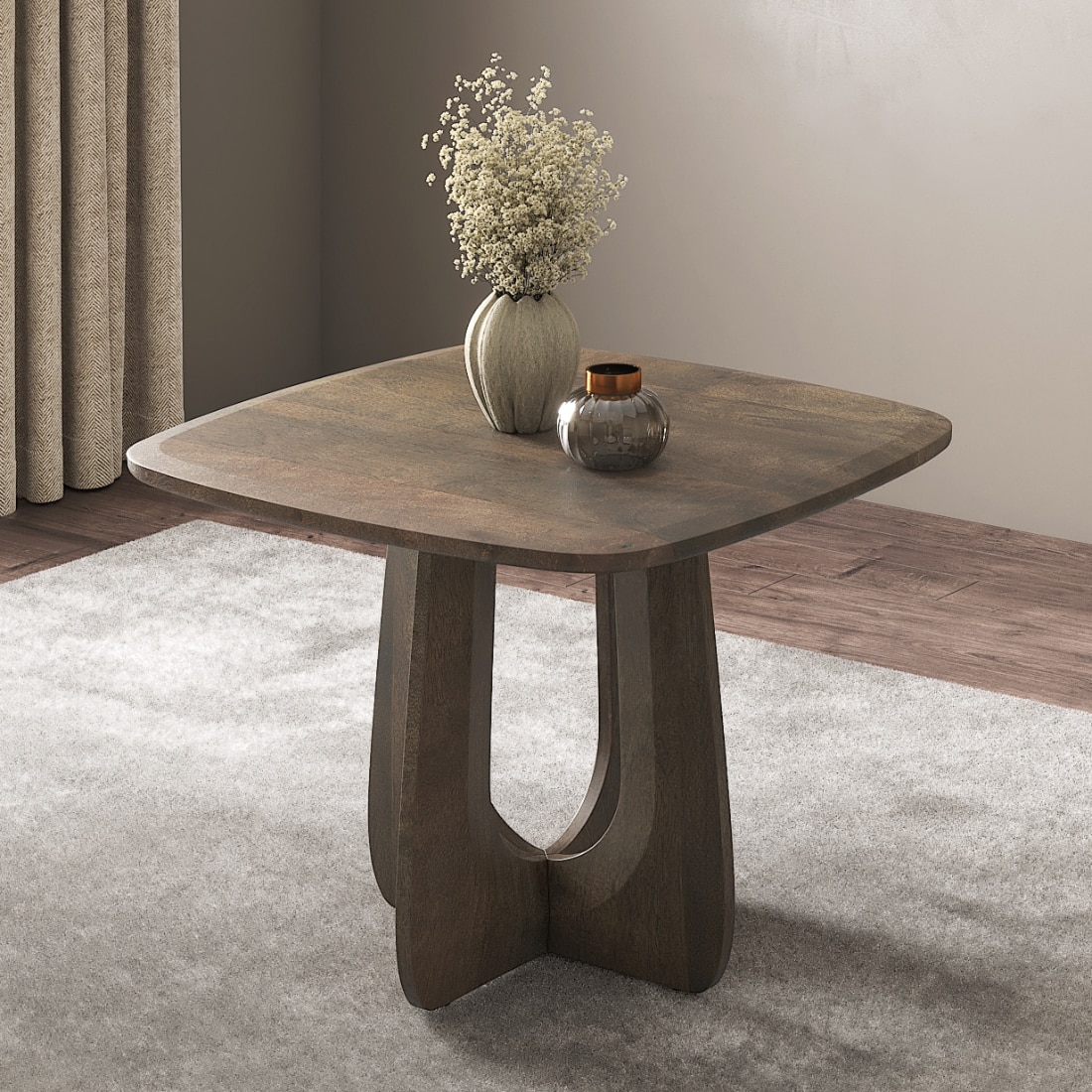 Aero Solid Wood 4 Seater Dining Table In Danish Walnut Finish