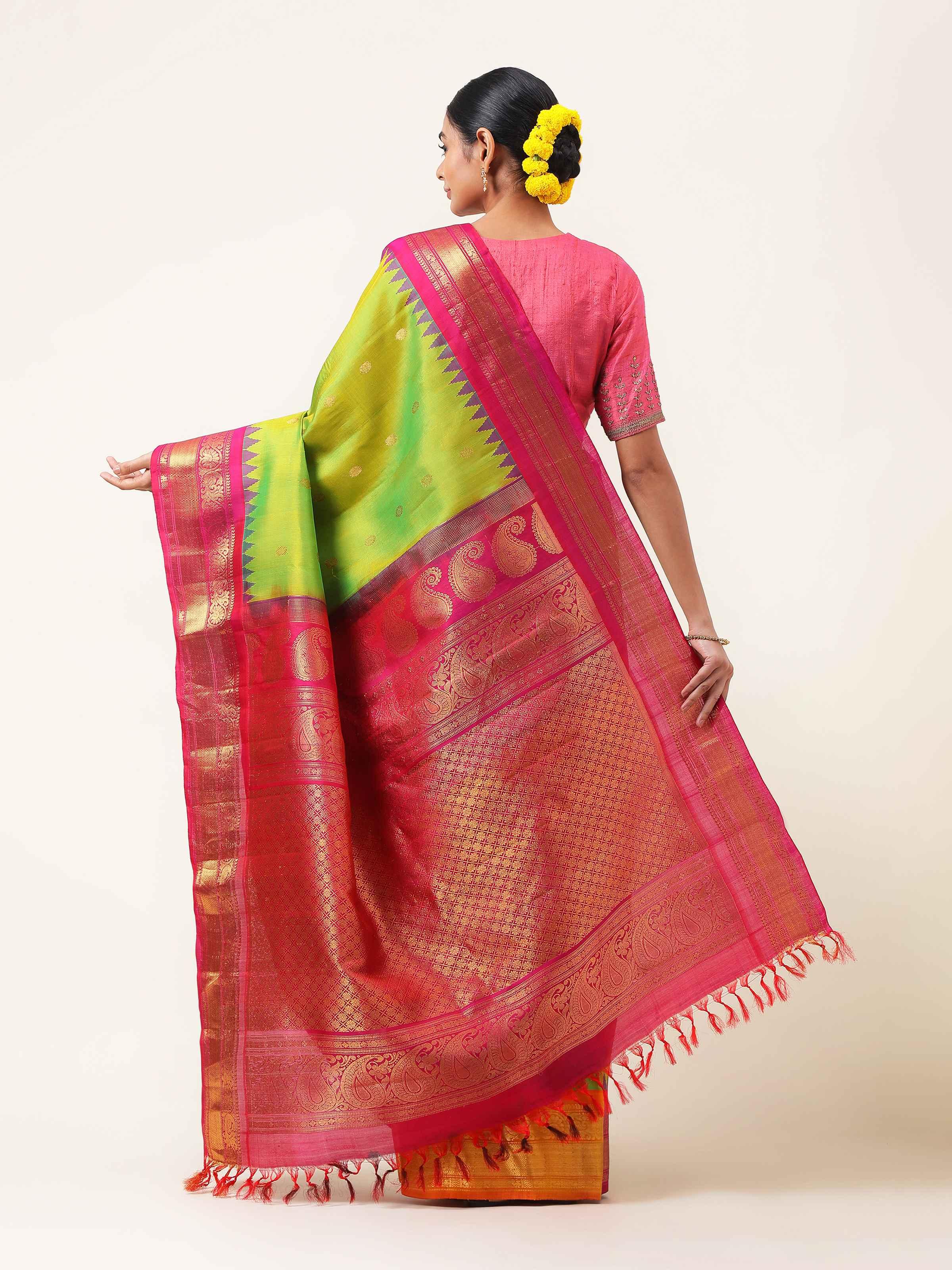 Green Silk Gadwal Saree