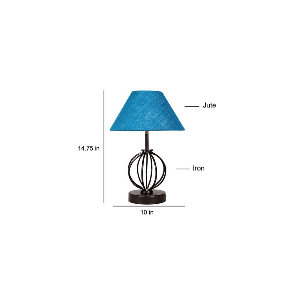 Maggie Turquoise Jute Table lamp with Iron Base