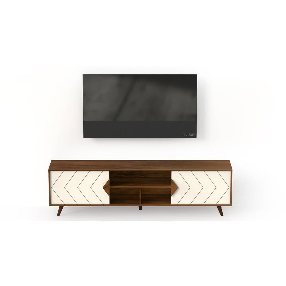 Wilbrome Engineering Wood Floor Standing TV Entertainment Unit Set Top Box Stand/TV Cabinet with Shelves for Books & Décor Display Unit, Upto 75 Inches (Brown Maple & White)