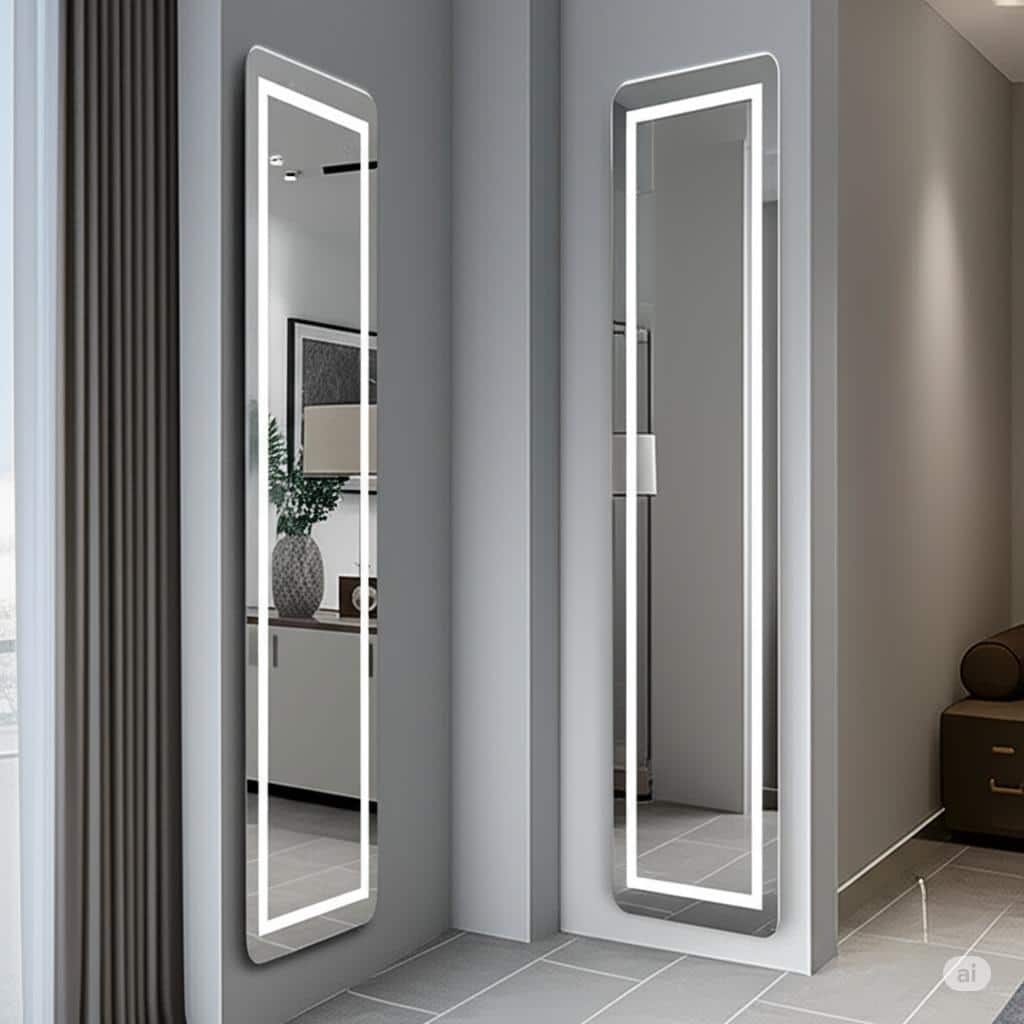 Full-Length Bedroom Dressing Mirror with Lights Adjustable LED Standing Mirror