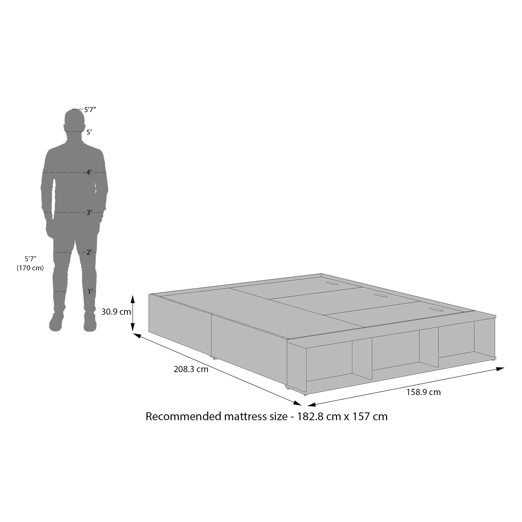 Toshi Platform Box & Drawer Storage Bed In Classic Walnut