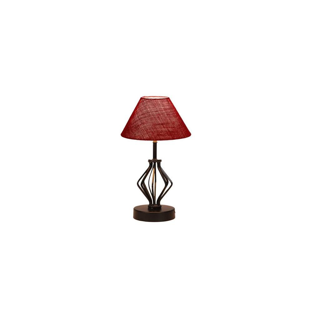 Stevie Maroon Jute Table lamp with Iron Base