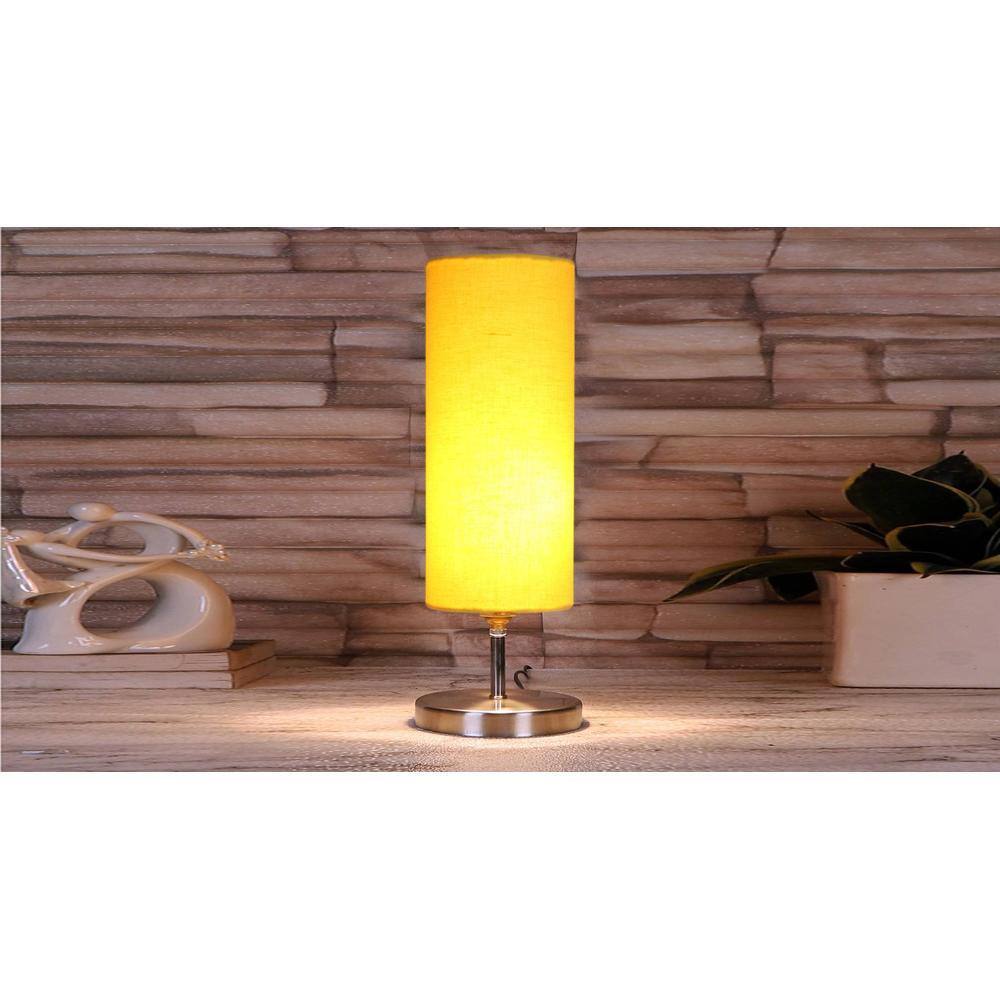 Yellow cotton table lamp with Steel Base -44