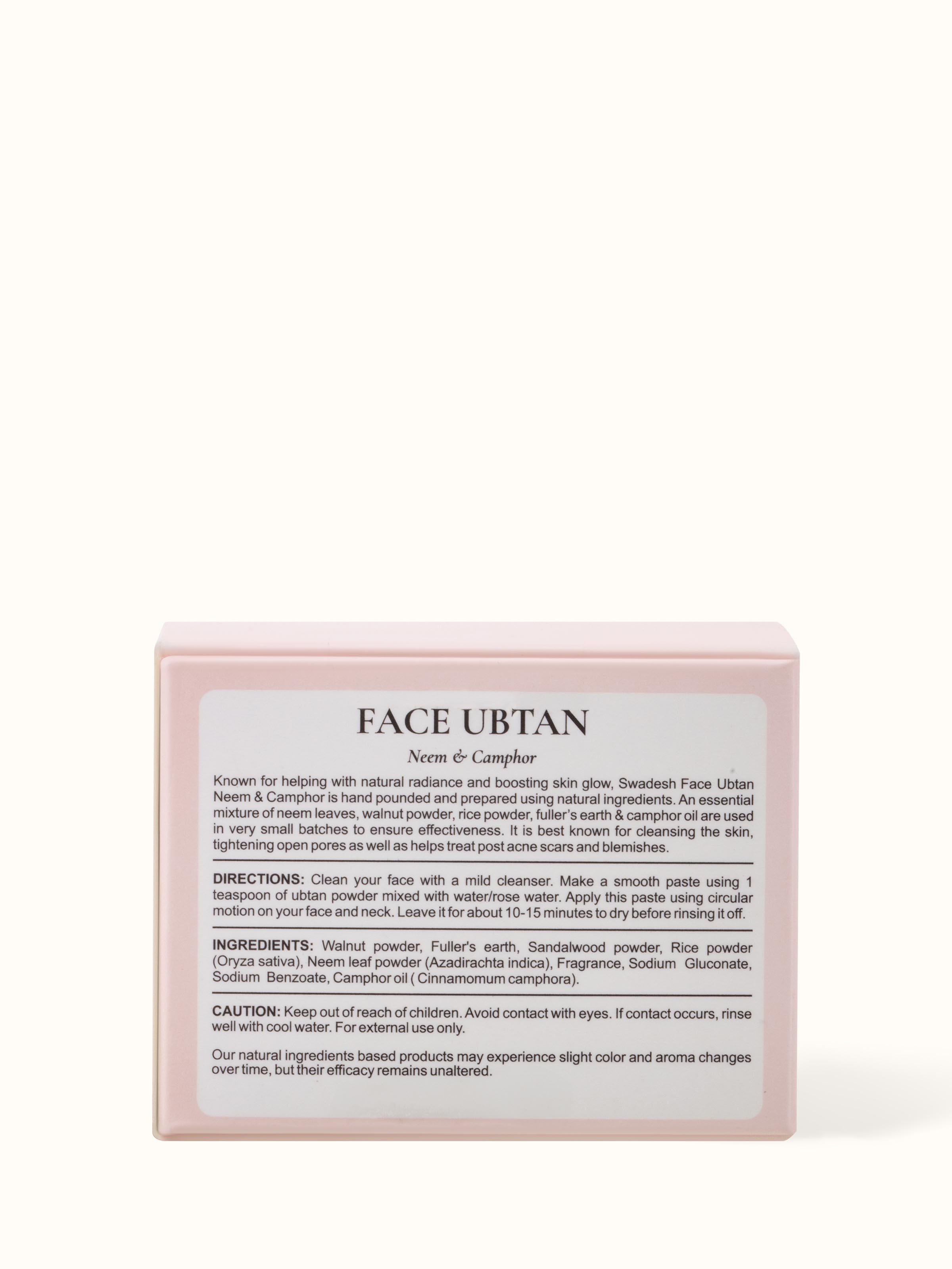 Front view of Face Ubtan Neem & Camphor, highlighting its refreshing and detoxifying blend of neem and camphor