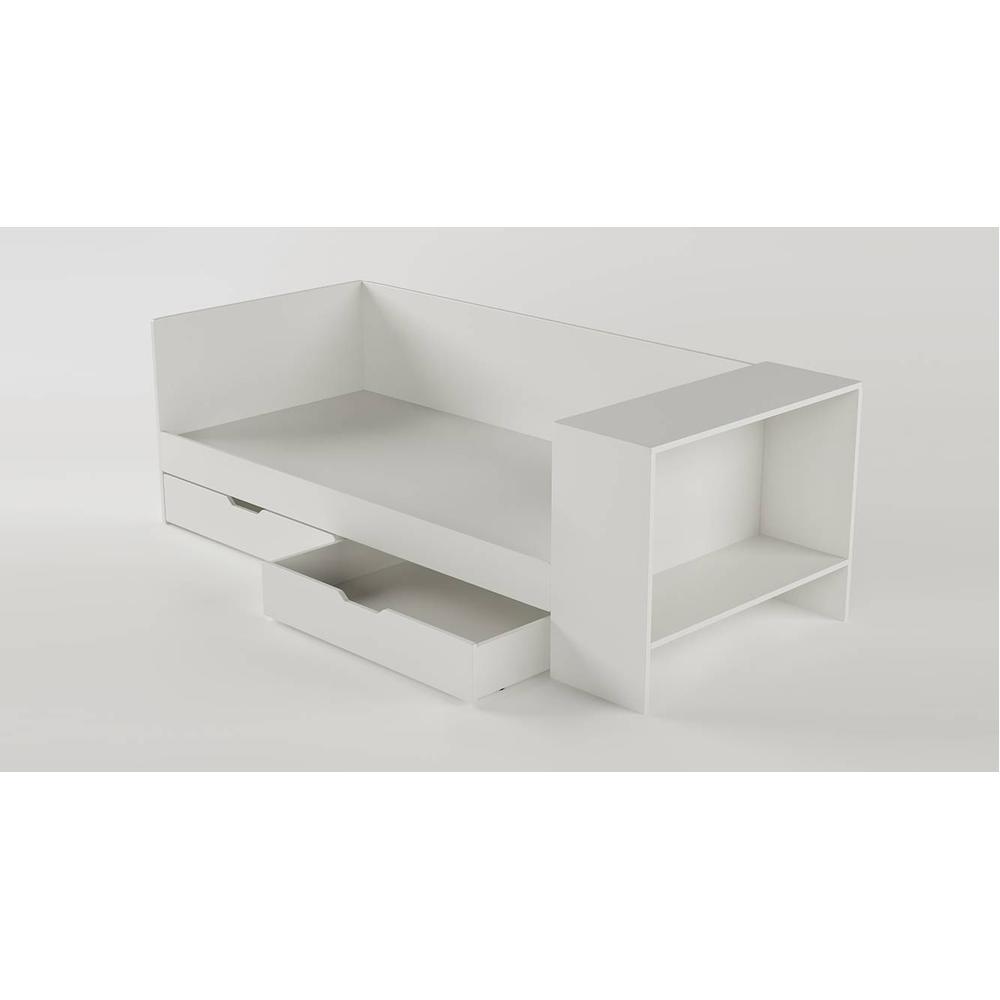 Corner Office Engineered Wood Drawer Storage Bed in Silver Grey Colour