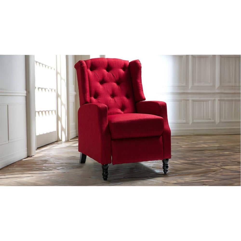 Louis Solid Wood One Seater Manual Recliner in Maroon Colour