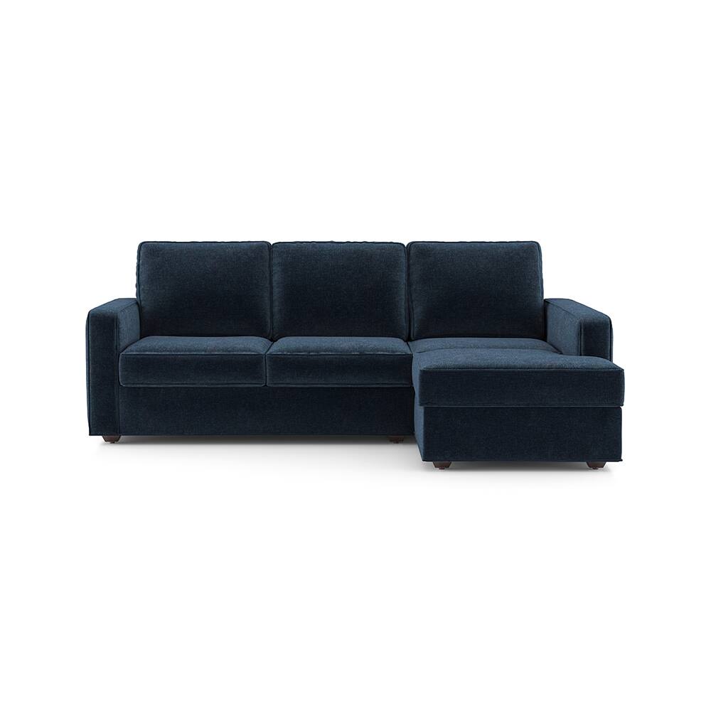 Apollo Sofa (Colour : Cobalt, Cushion : Hard, Back Type : Regular, Seating Capacity : Right Aligned 2 Seater + Right Aligned Chaise) - Urban Ladder