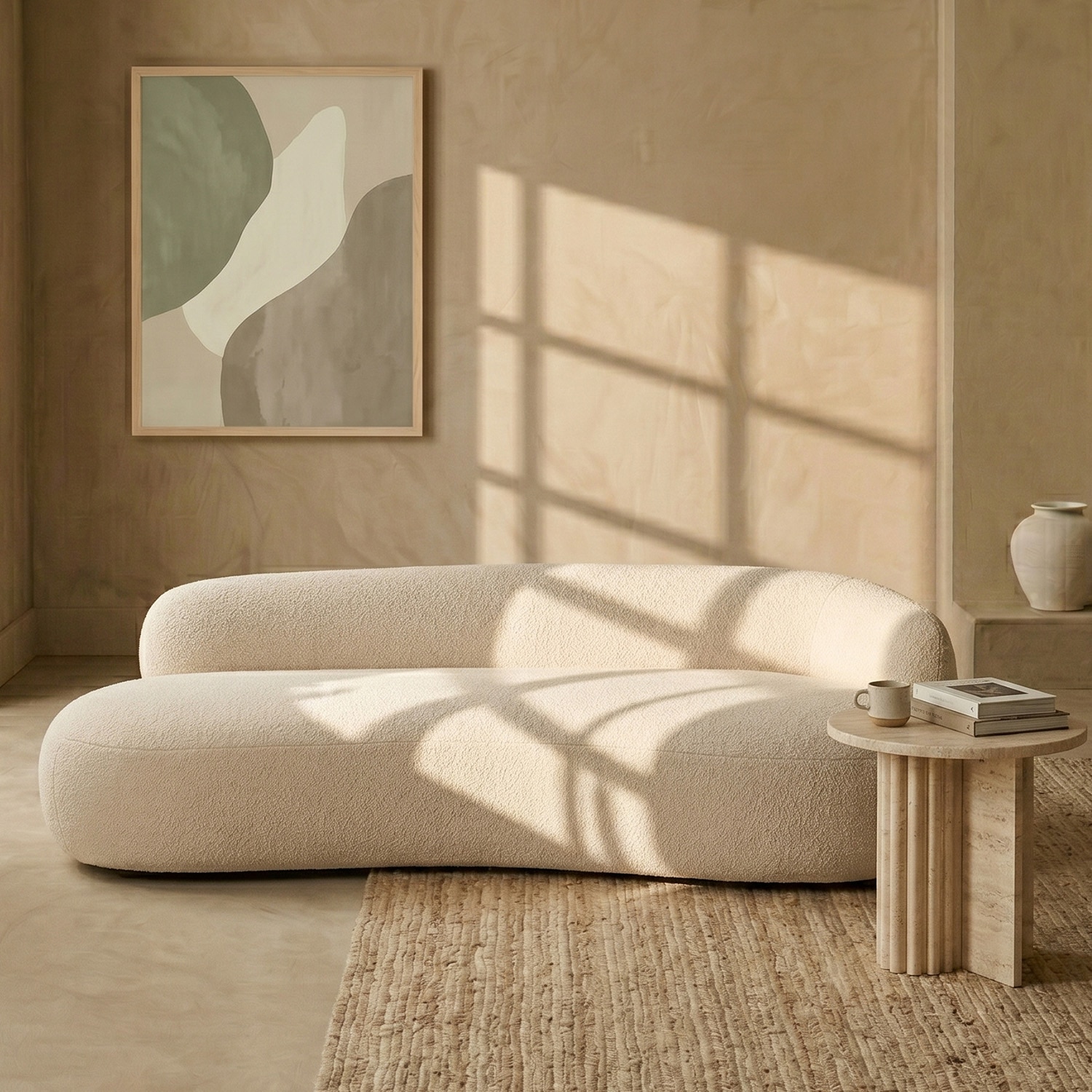 Luxelounge Wood 2-Seater + Ottoman With Upholstery Non Storage Sofa In White Colour - Nestroots