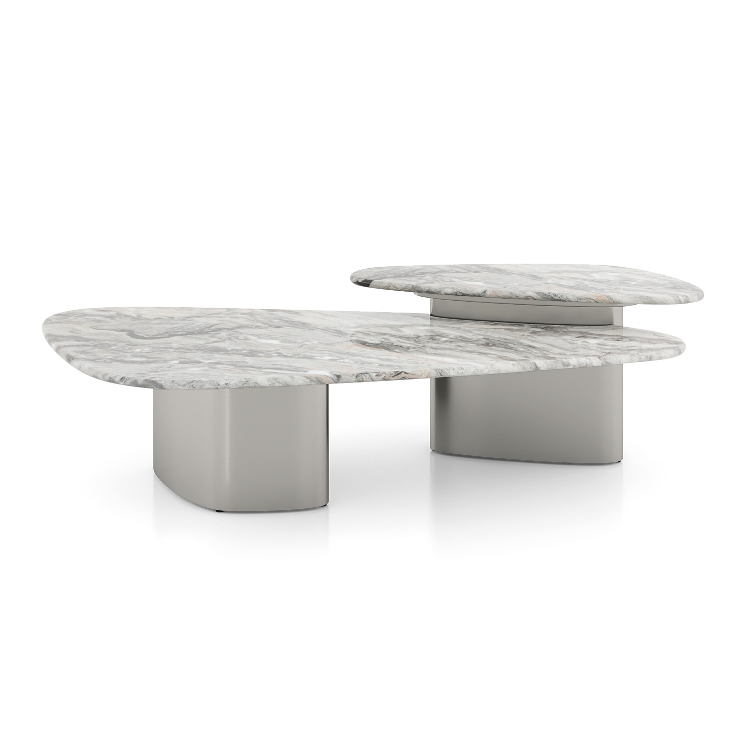 Leyton Metal Coffee Table In Fantasy Grey Marble And Chrome Finish Base