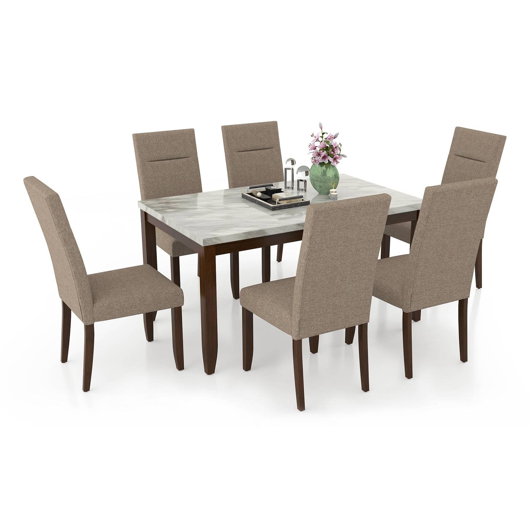 Matteo Stone 6 Seater Dining Table In Dark Walnut Finish