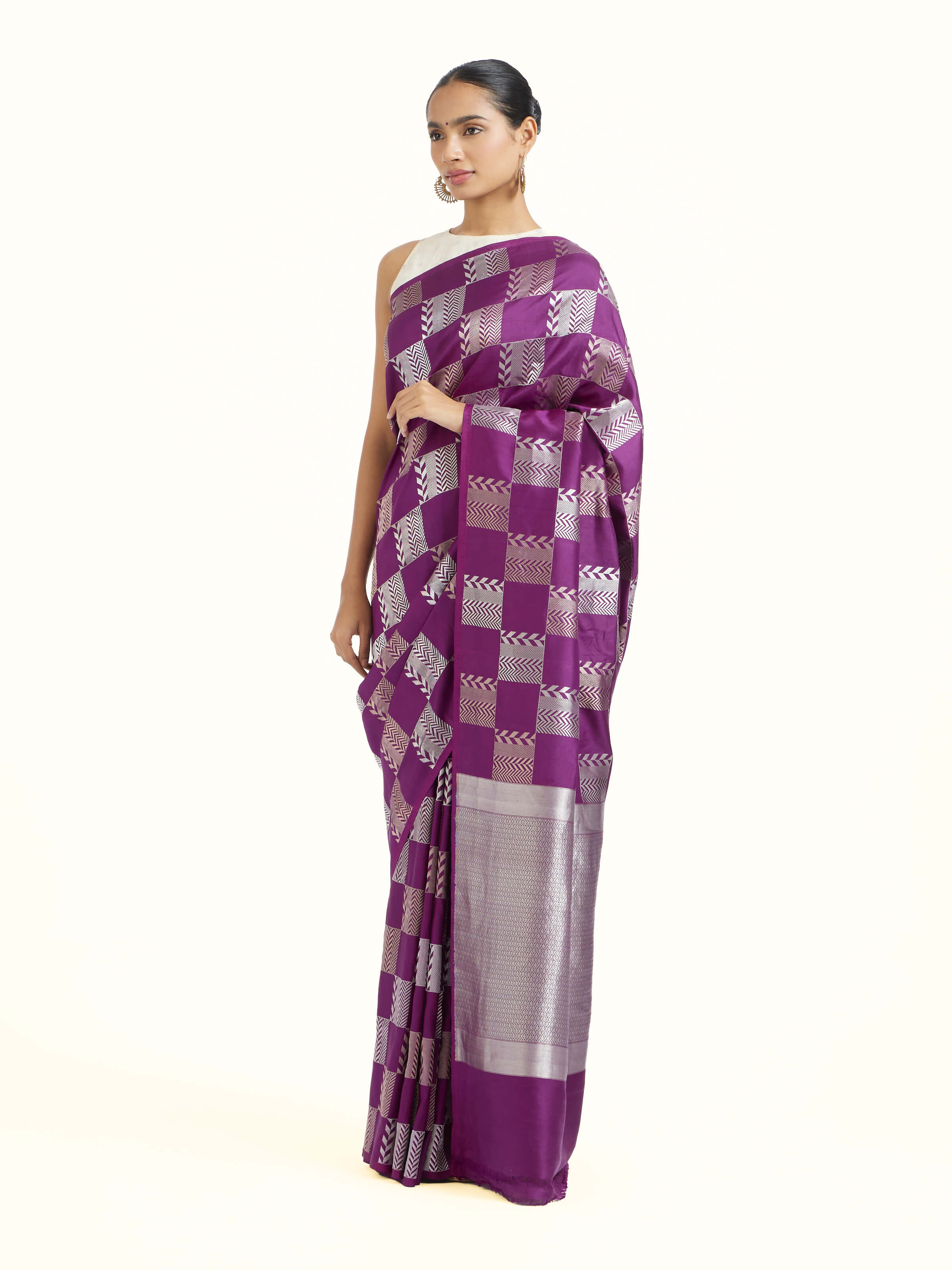 Purple Banarasi Kadhwa Silk Saree