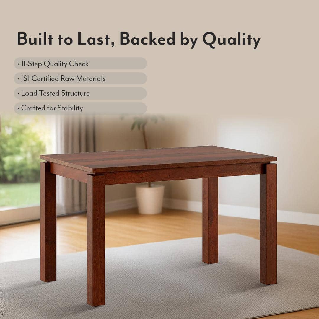 Atlas Solid Wood 4 Seater Dining Table In Honey Finish