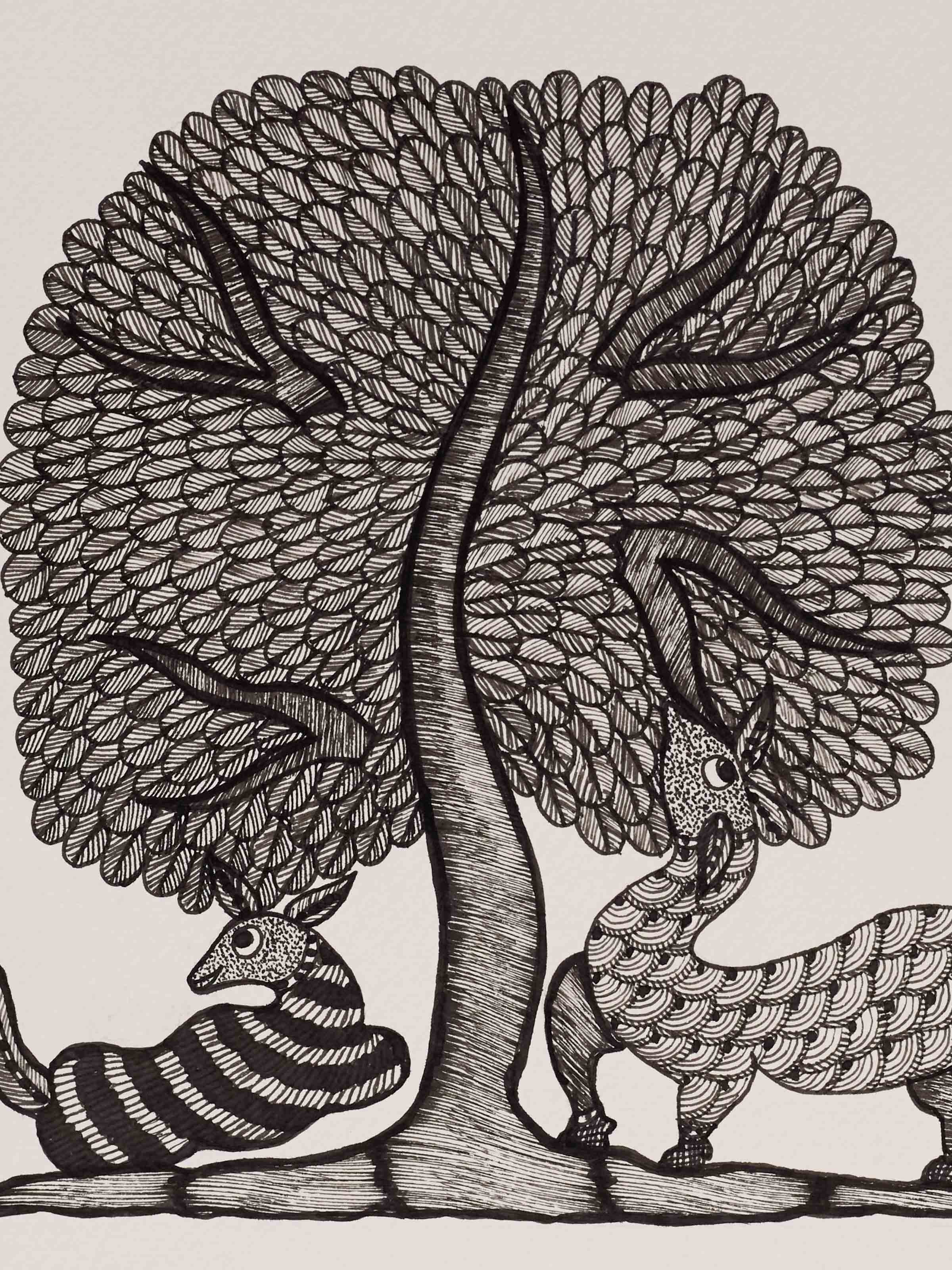 Echoes of Togetherness Gond Painting