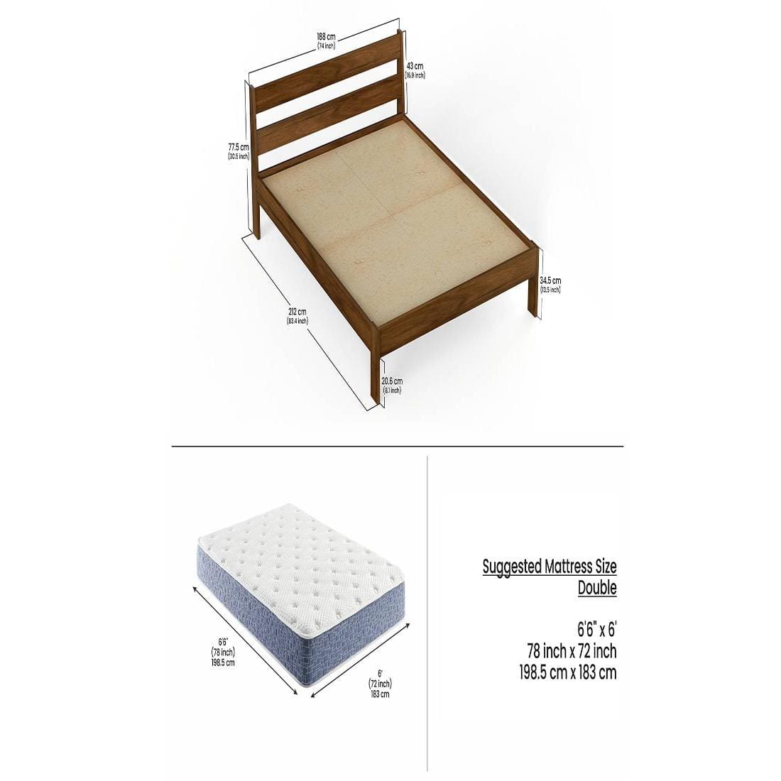 Roverb Engineered Wood King Size Non Storage Bed in Brown Maple Finish
