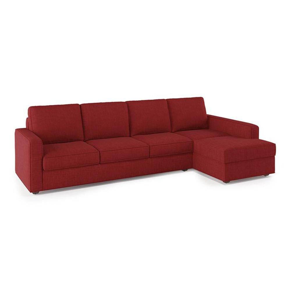Apollo Sofa (Colour : Salsa Red, Cushion : Hard, Back Type : Regular, Seating Capacity : Right Aligned 3 Seater + Right Aligned Chaise)